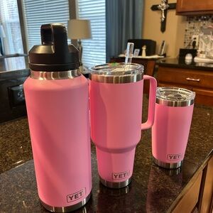 3 Yeti cups in Power Pink